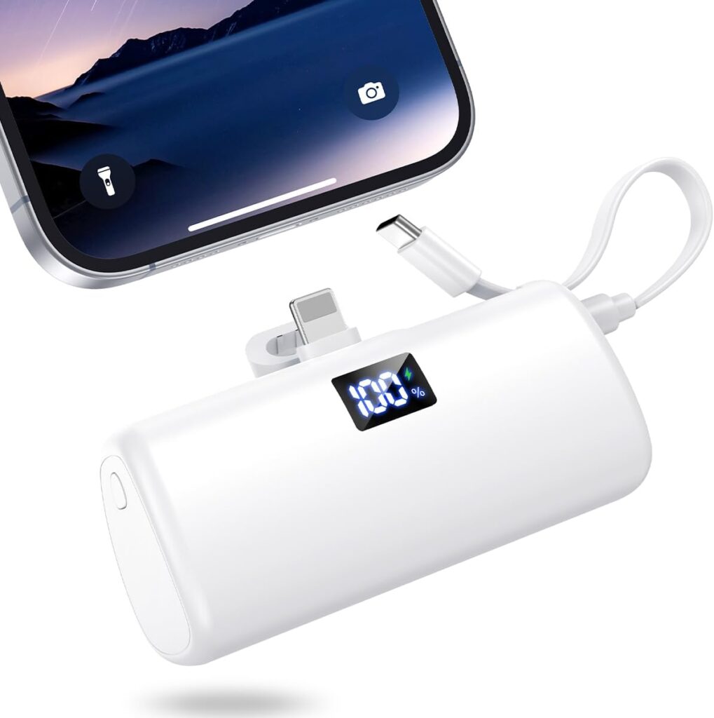 モバイルバッテリー 軽量 小型 コネクター&タイプCケーブル内蔵
